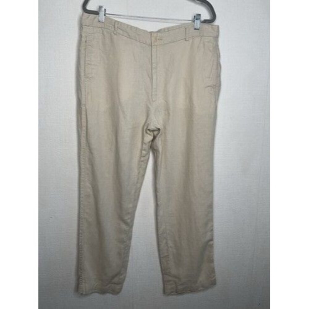 Island Importer 100% Linen Straight Leg Casual Riviera Pants Men Size 36 Ivory